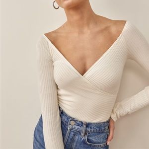 Reformation Minnie Knit Top in Ivory